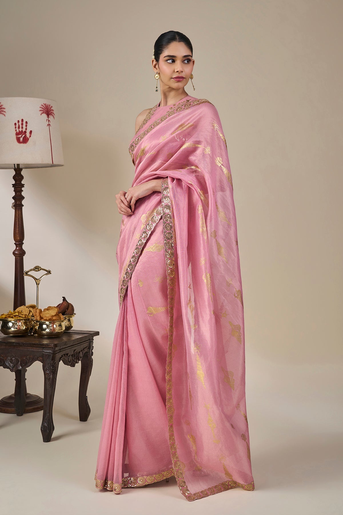 Pink Kochi Counch Saree