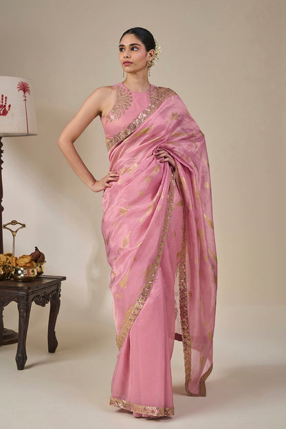Pink Kochi Counch Saree