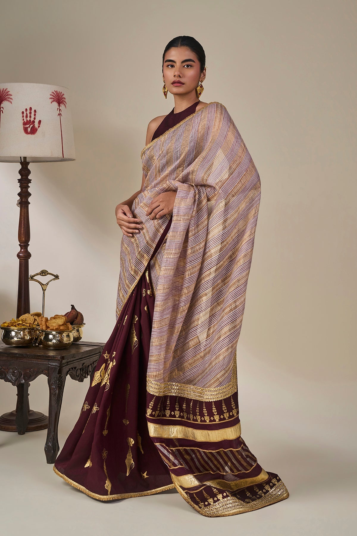 Plum Kochi Counch Saree