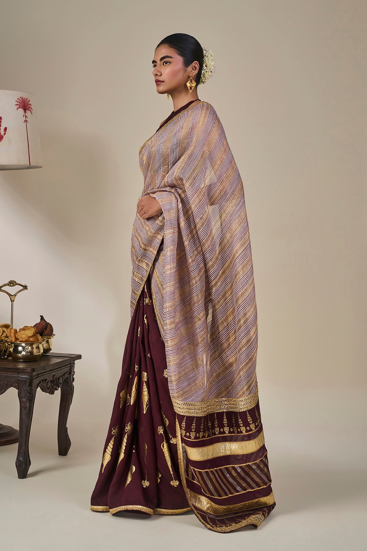 Plum Kochi Counch Saree