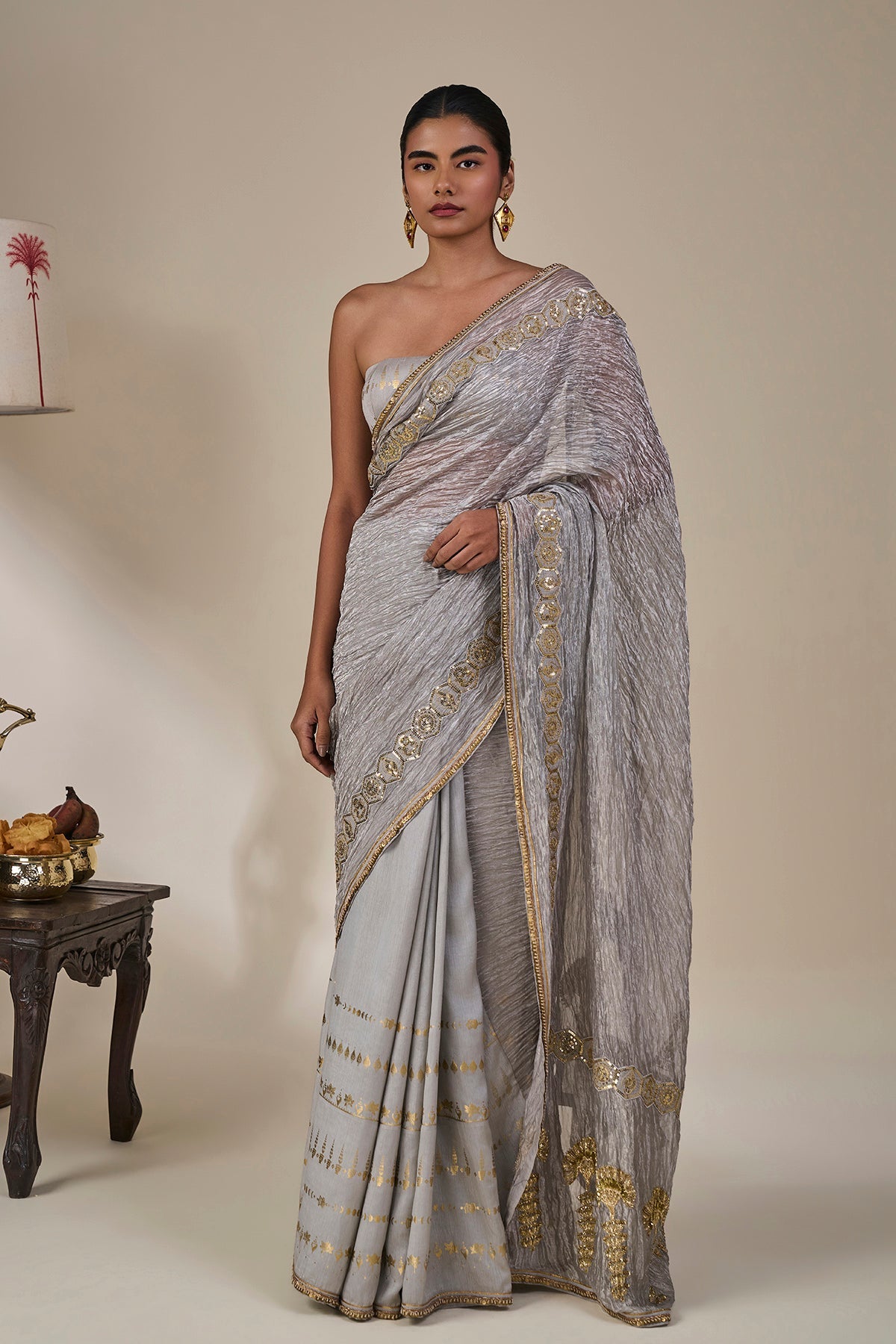 Grey Kathakali Malabar Saree