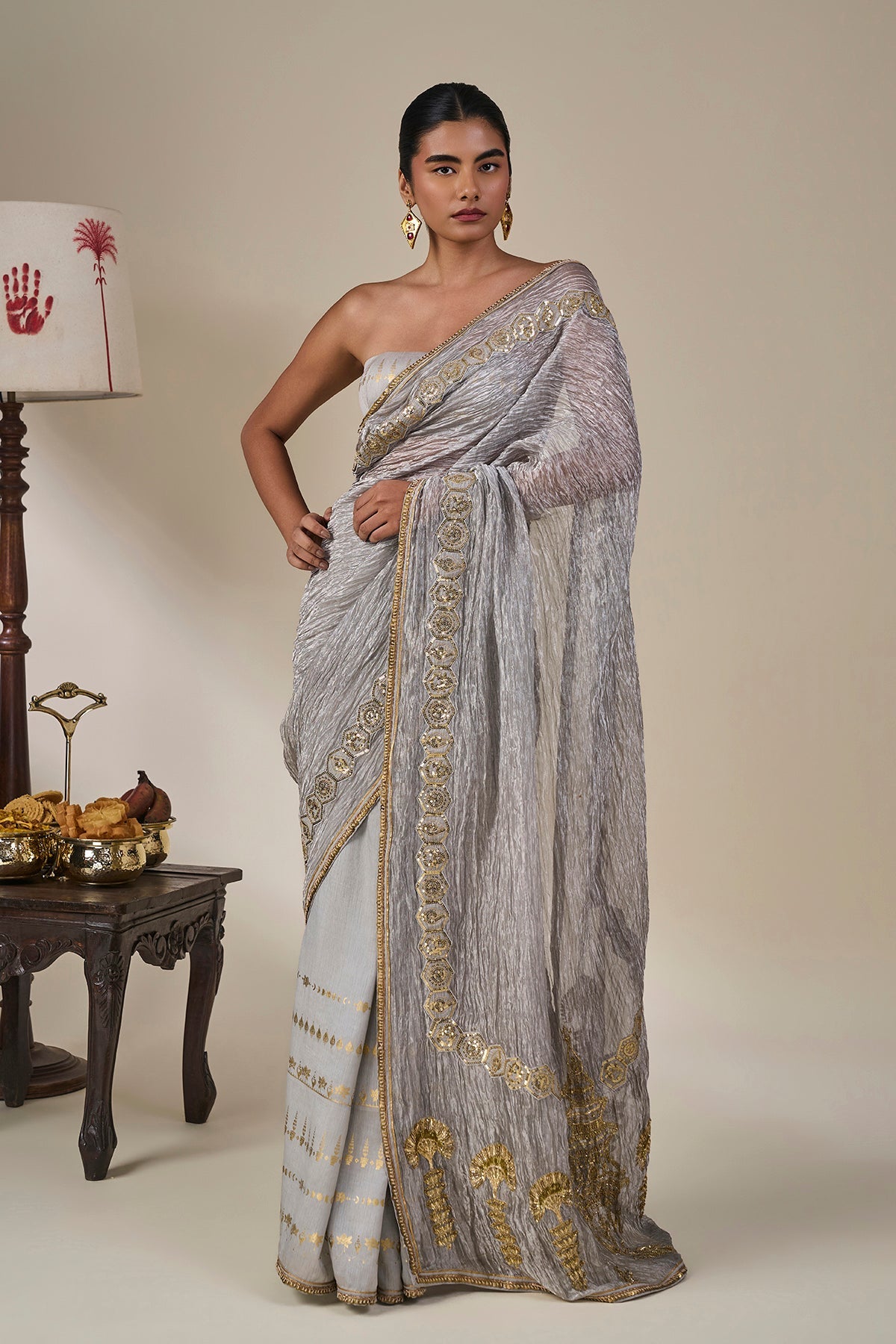 Grey Kathakali Malabar Saree