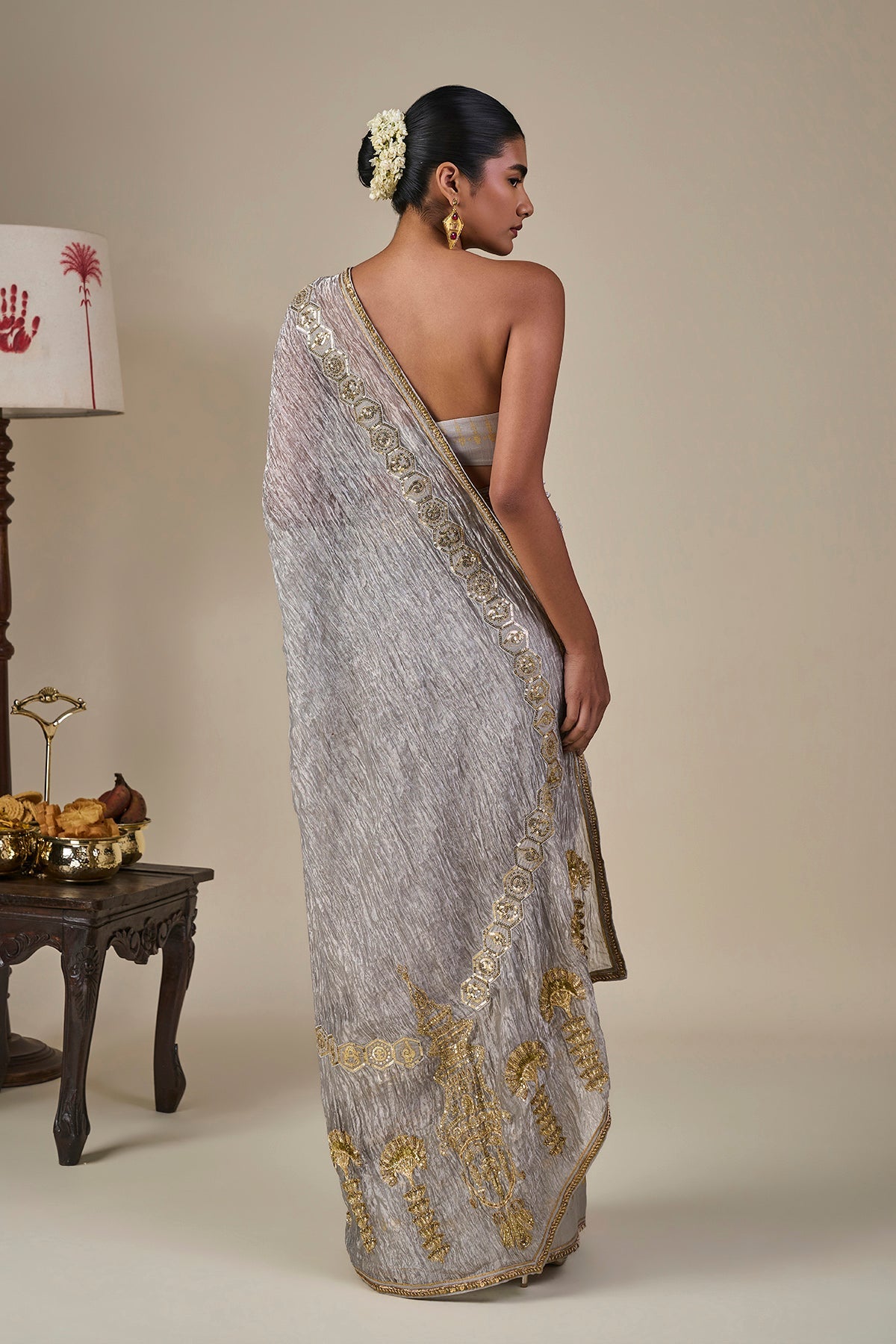 Grey Kathakali Malabar Saree