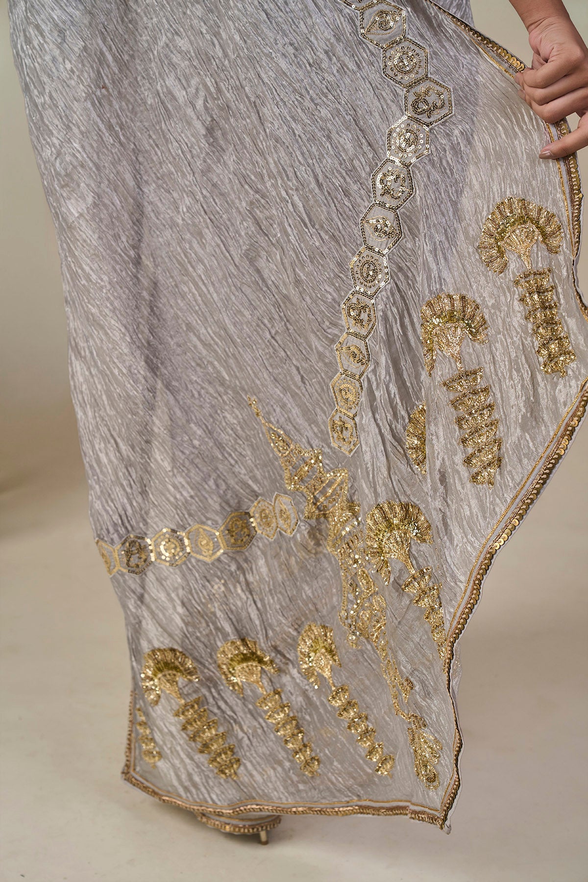 Grey Kathakali Malabar Saree