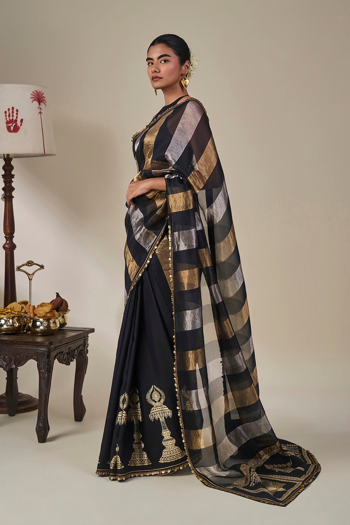 Black The Glided Lantern Saree