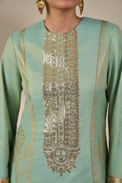 Mint Green Malabar Groove Kurta Set