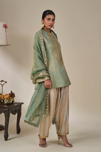 Mint Green Malabar Groove Kurta Set
