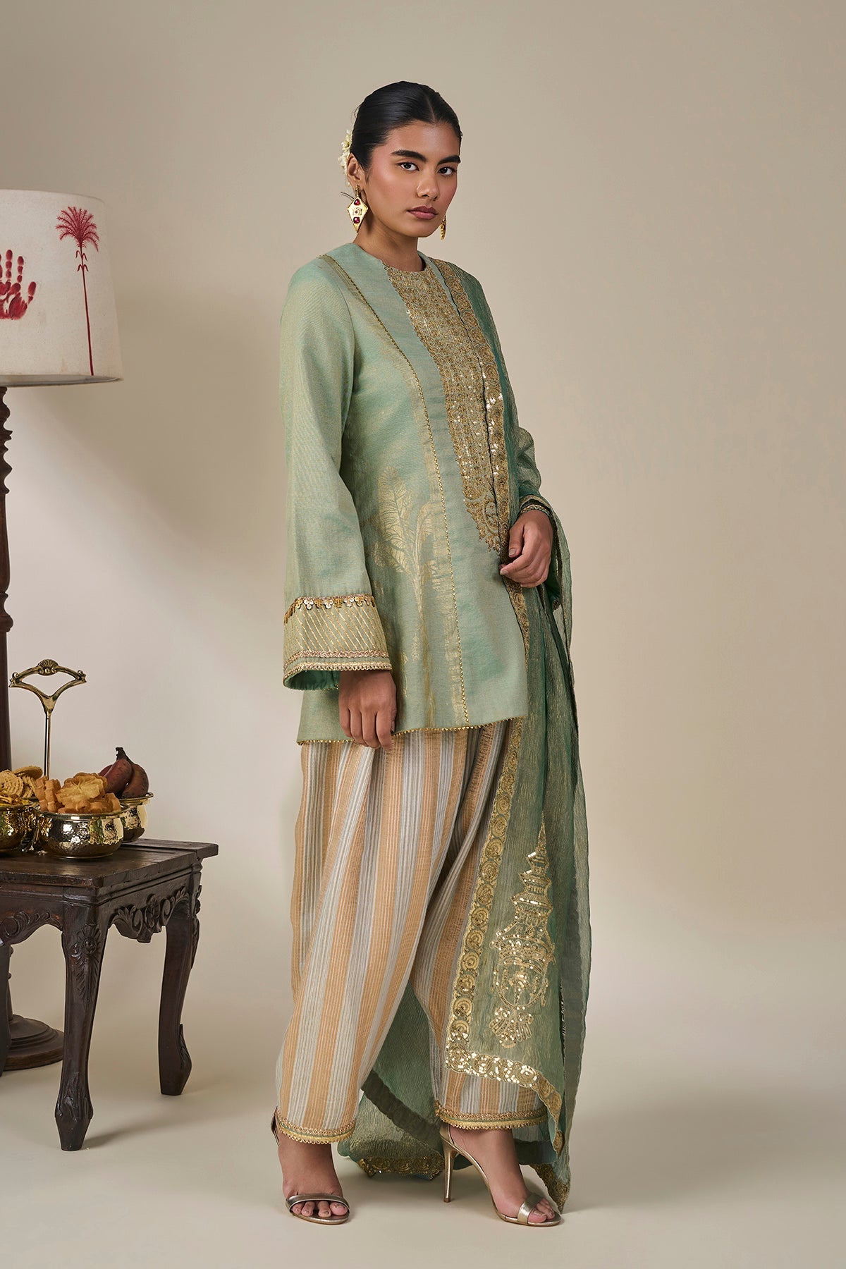 Mint Green Malabar Groove Kurta Set