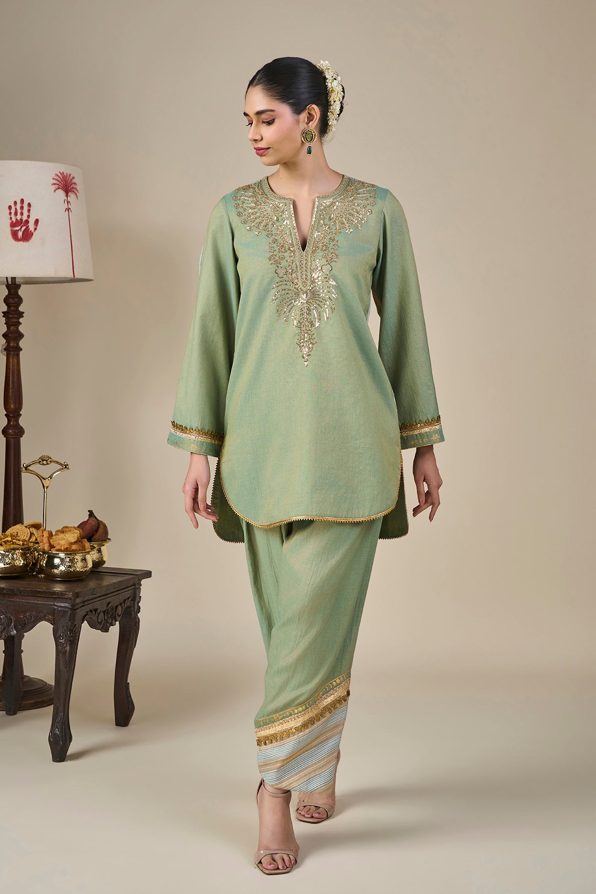 Mint Green Bekal Hierloom Kurta Set