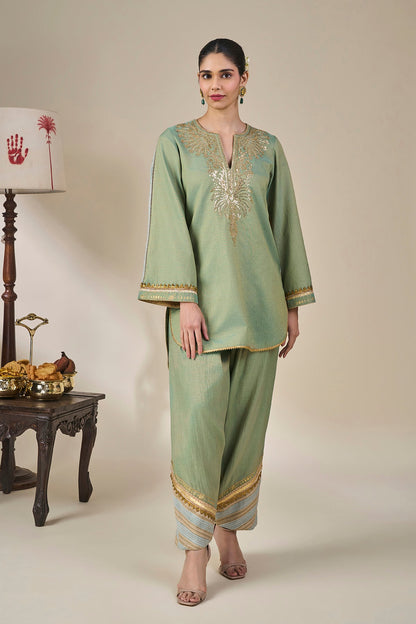 Mint Green Bekal Hierloom Kurta Set
