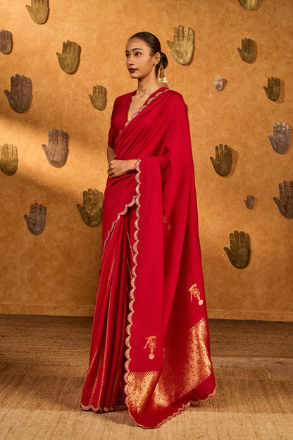 Red Bird Tales Saree