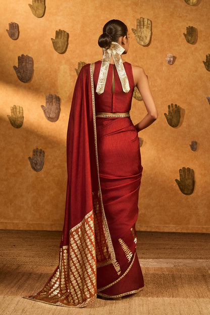 Red Fern Flame Saree