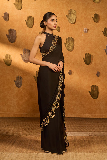 Black Windrose Saree