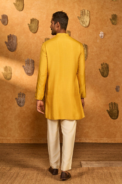 Ochre Trinklet And Pots Kurta Set