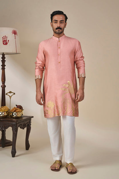 Salmon Pink Backwater Postcard Kurta Set