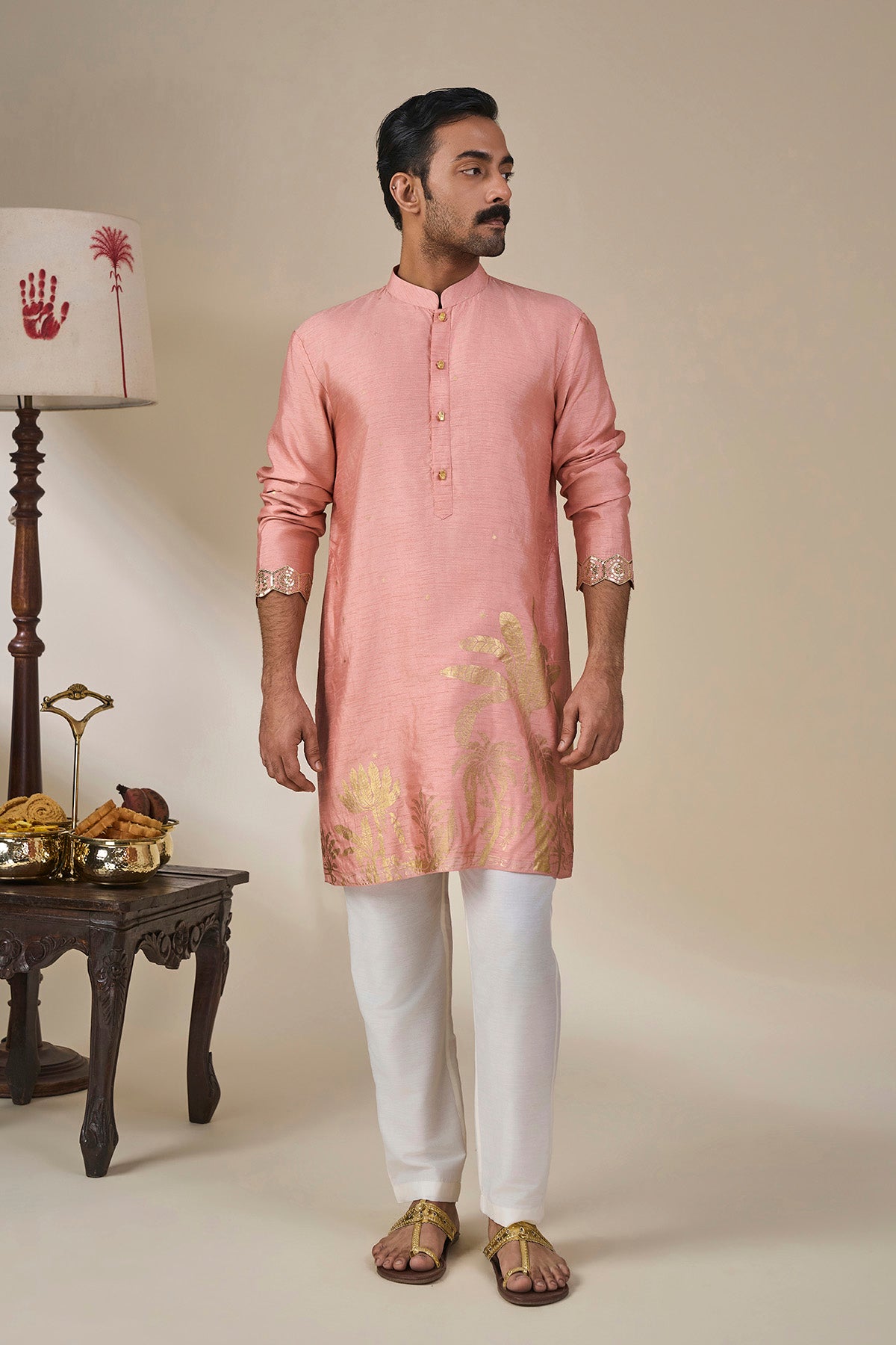Salmon Pink Backwater Postcard Kurta Set