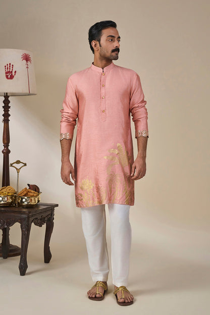 Salmon Pink Backwater Postcard Kurta Set