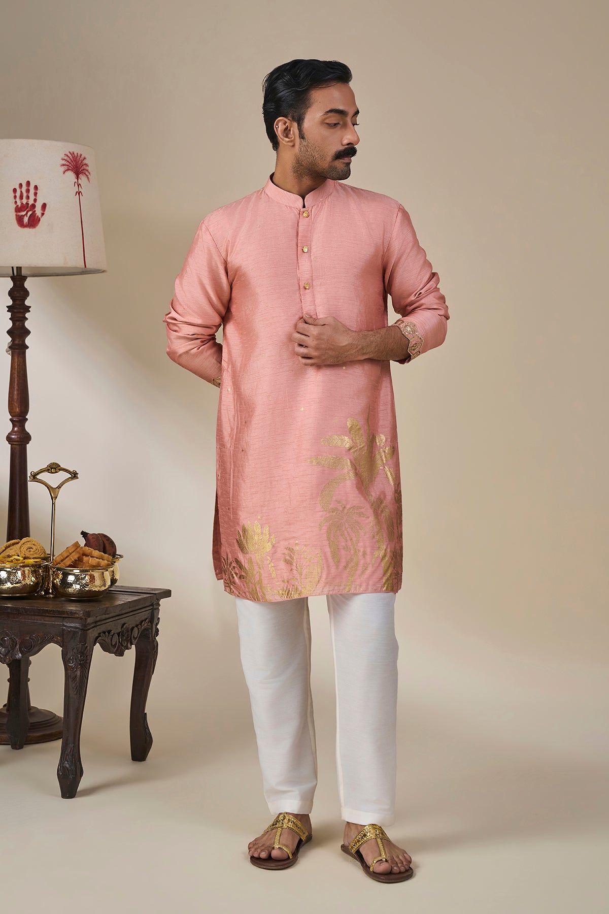 Salmon Pink Backwater Postcard Kurta Set