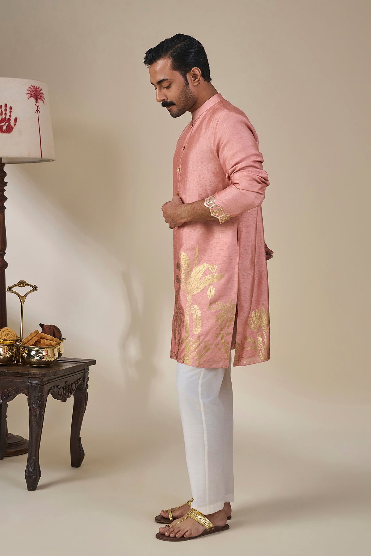 Salmon Pink Backwater Postcard Kurta Set
