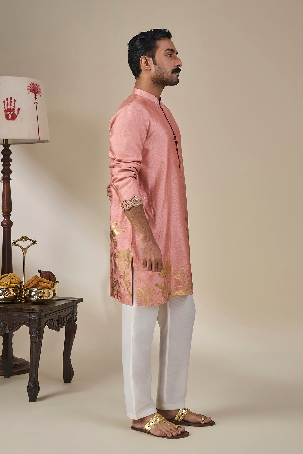 Salmon Pink Backwater Postcard Kurta Set