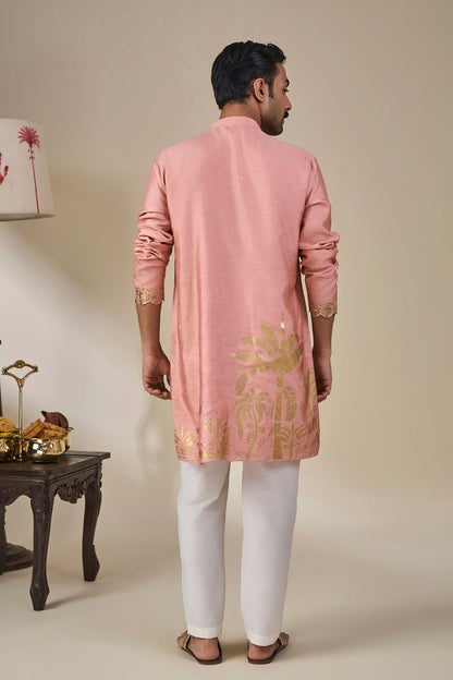 Salmon Pink Backwater Postcard Kurta Set