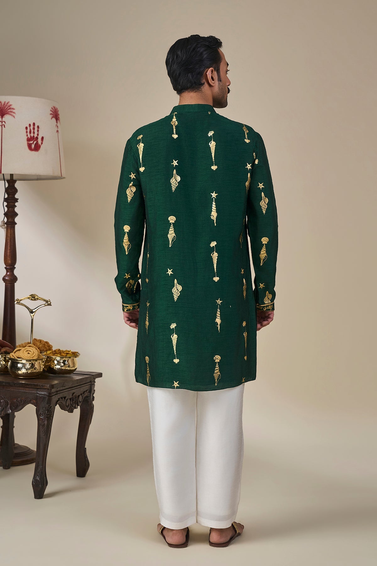 Bottle Green Kochi Conch Kurta Set