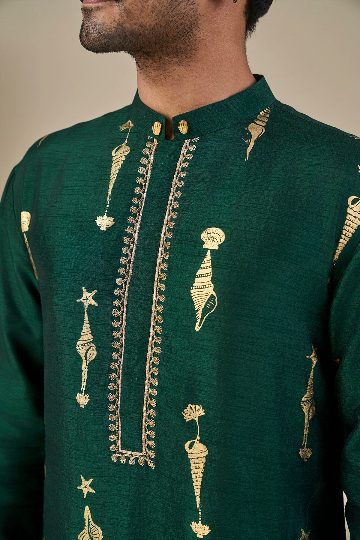 Bottle Green Kochi Conch Kurta Set