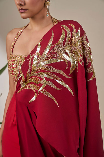 Rang Laal Drape Skirt Set