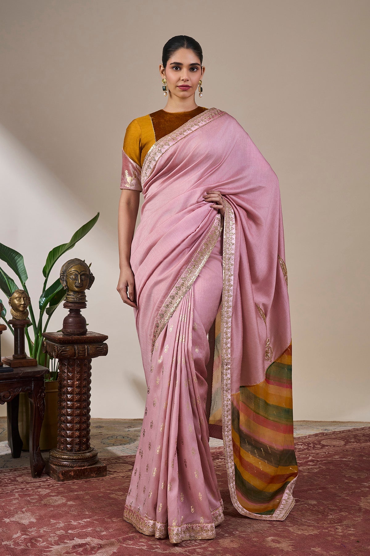 Dusty Pink Heritage Pop Saree