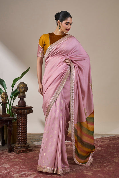 Dusty Pink Heritage Pop Saree