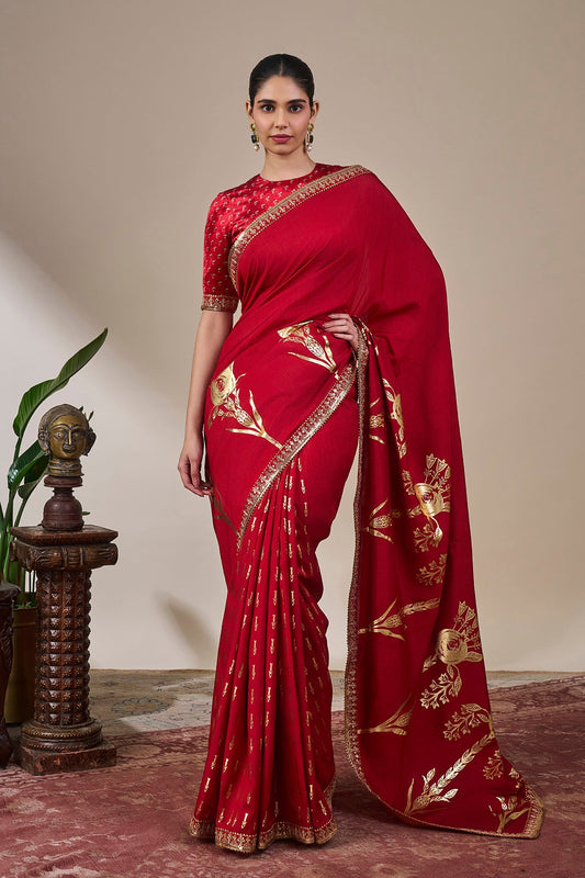 Crimson Khari Saree
