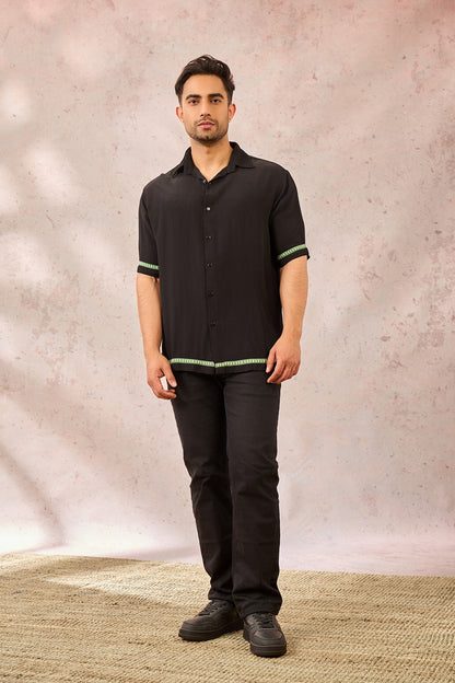 Black Tropical Print Shirt
