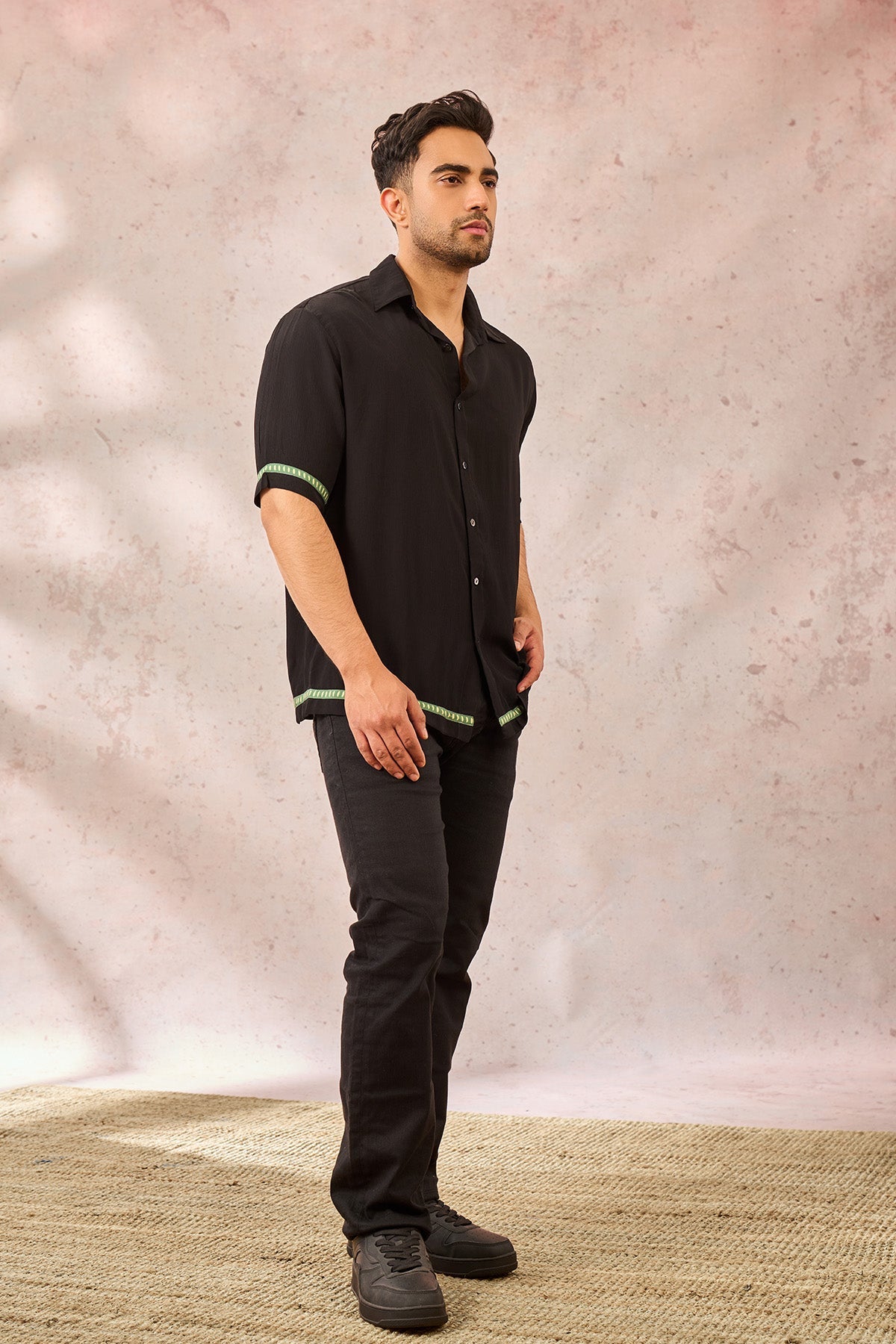 Black Tropical Print Shirt