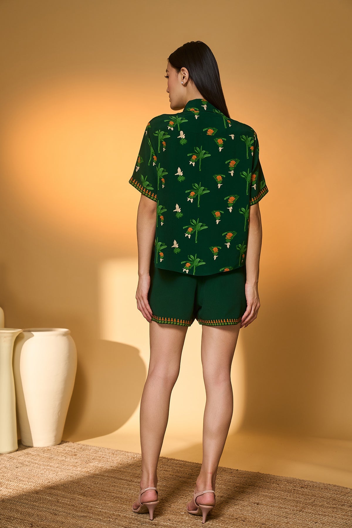Green Tropical Shirt Set