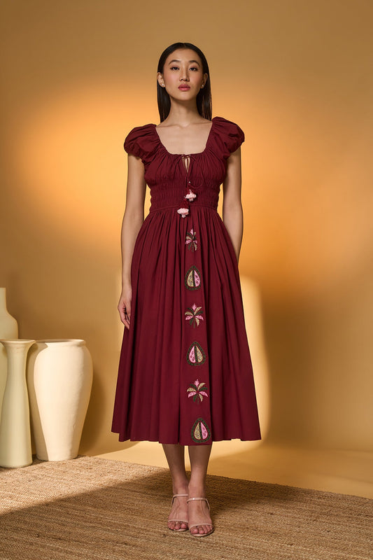 Pear of Tropics Smocked Midi Dress