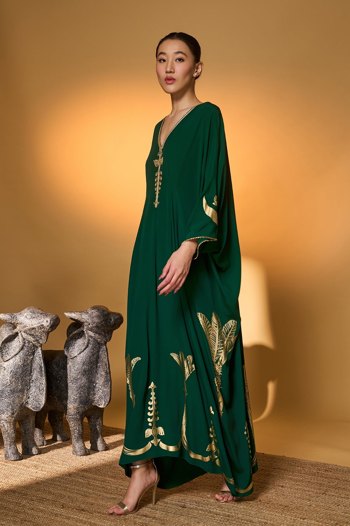 Green Palm Tress Kaftan