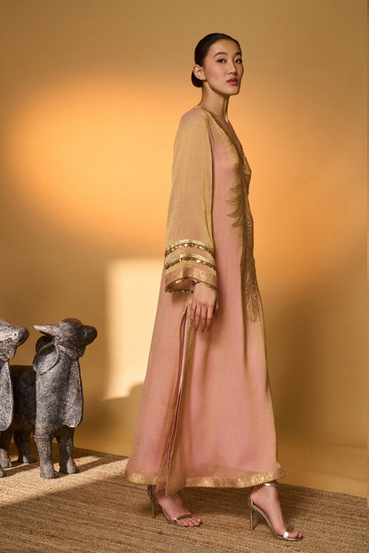 Baby Pink Moonfield Embroidered Kaftan