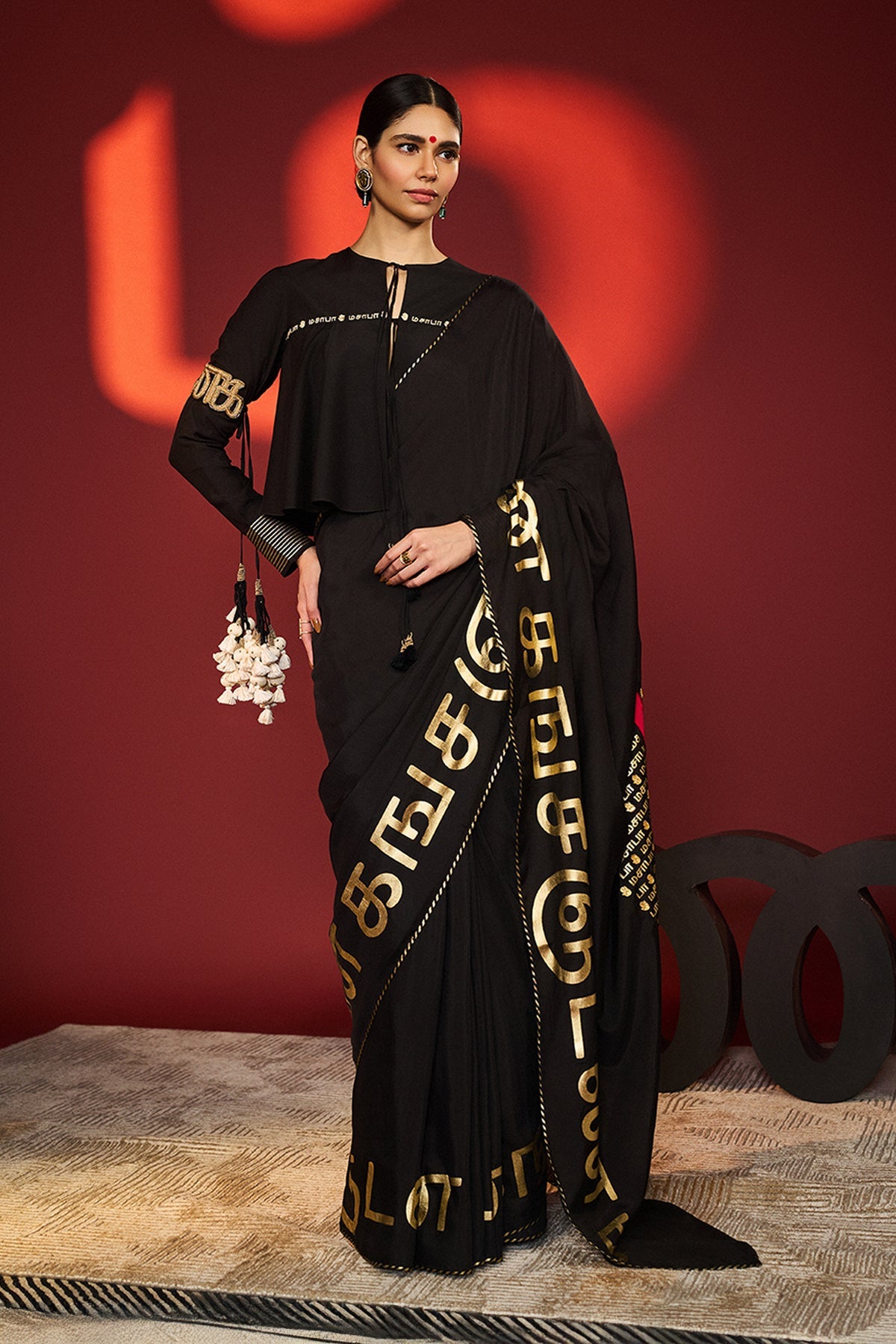Black Madras Muse Saree