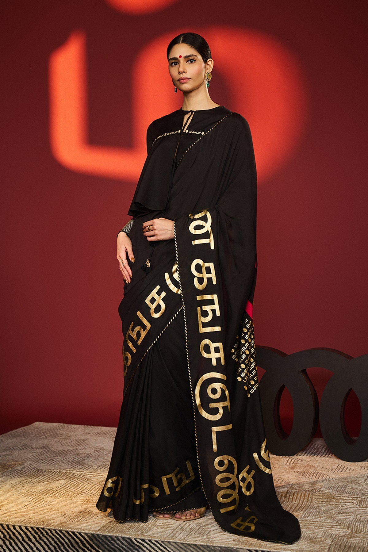 Black Madras Muse Saree