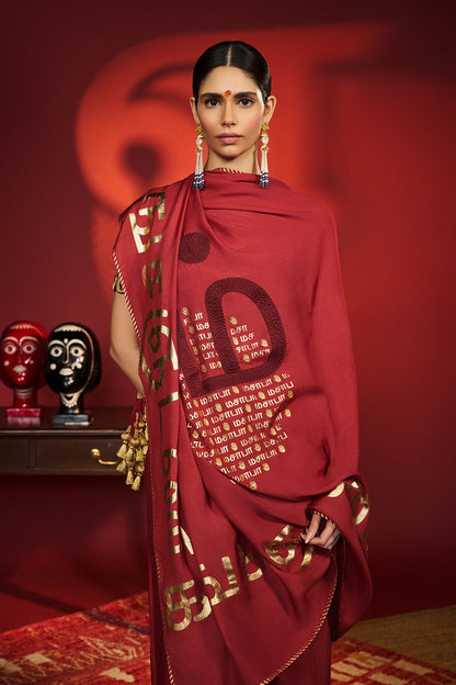 Red Madras Muse Saree