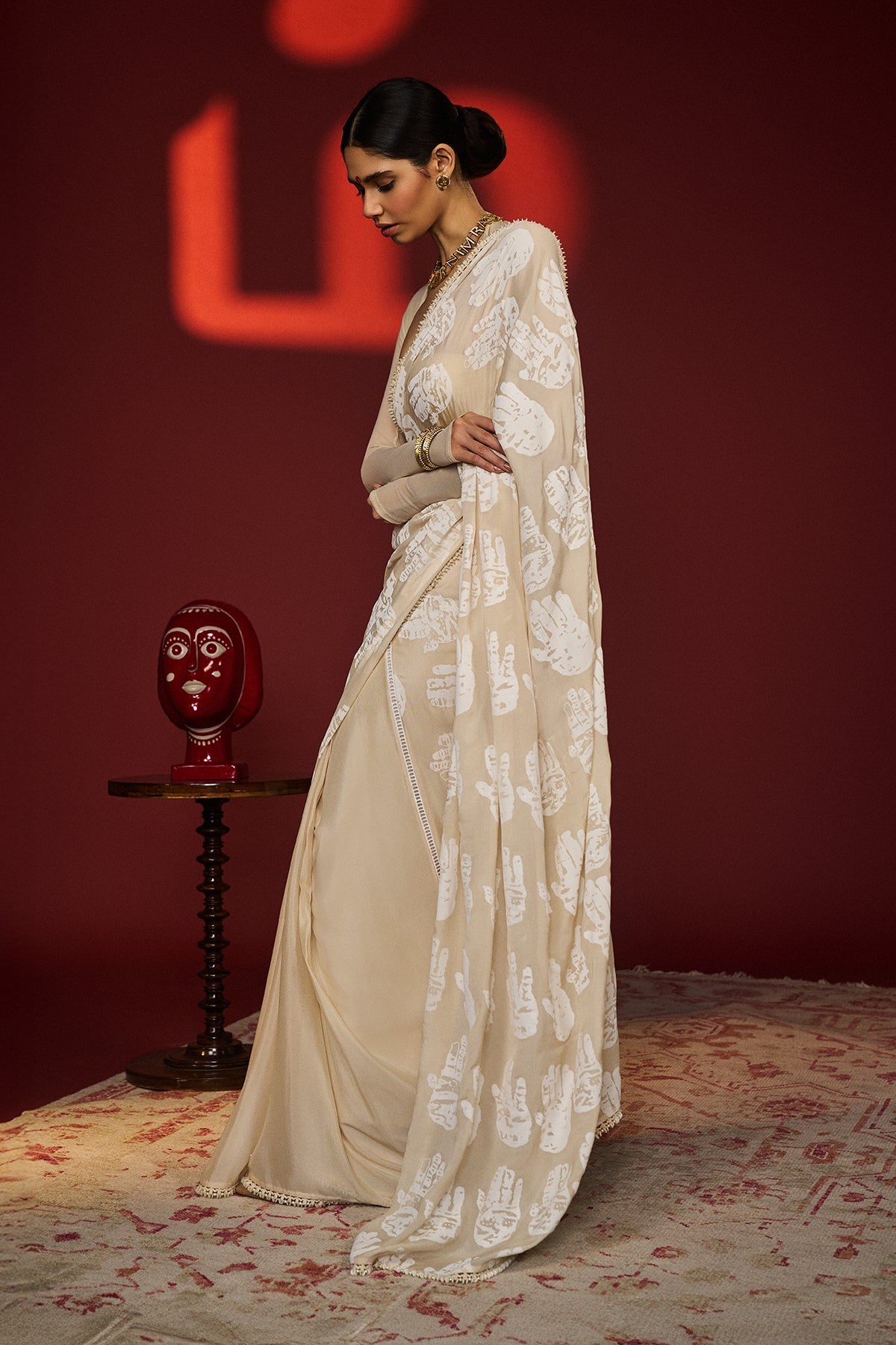 Beige Palm Saree