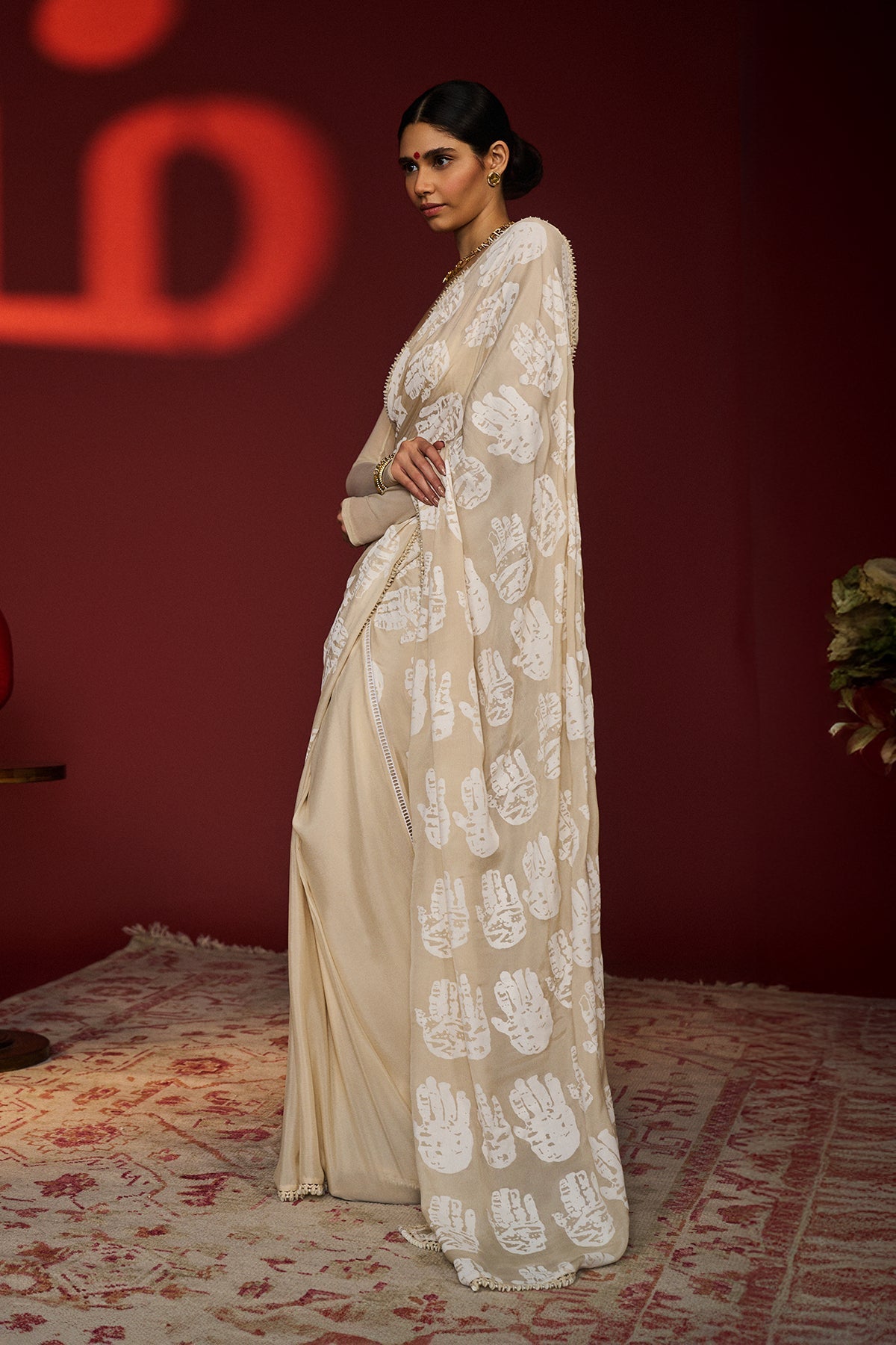 Beige Palm Saree