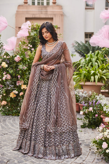 brown lehenga