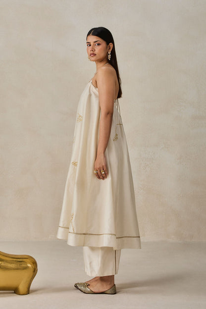 Chanderi Offshoulder Kurta With Pant Set