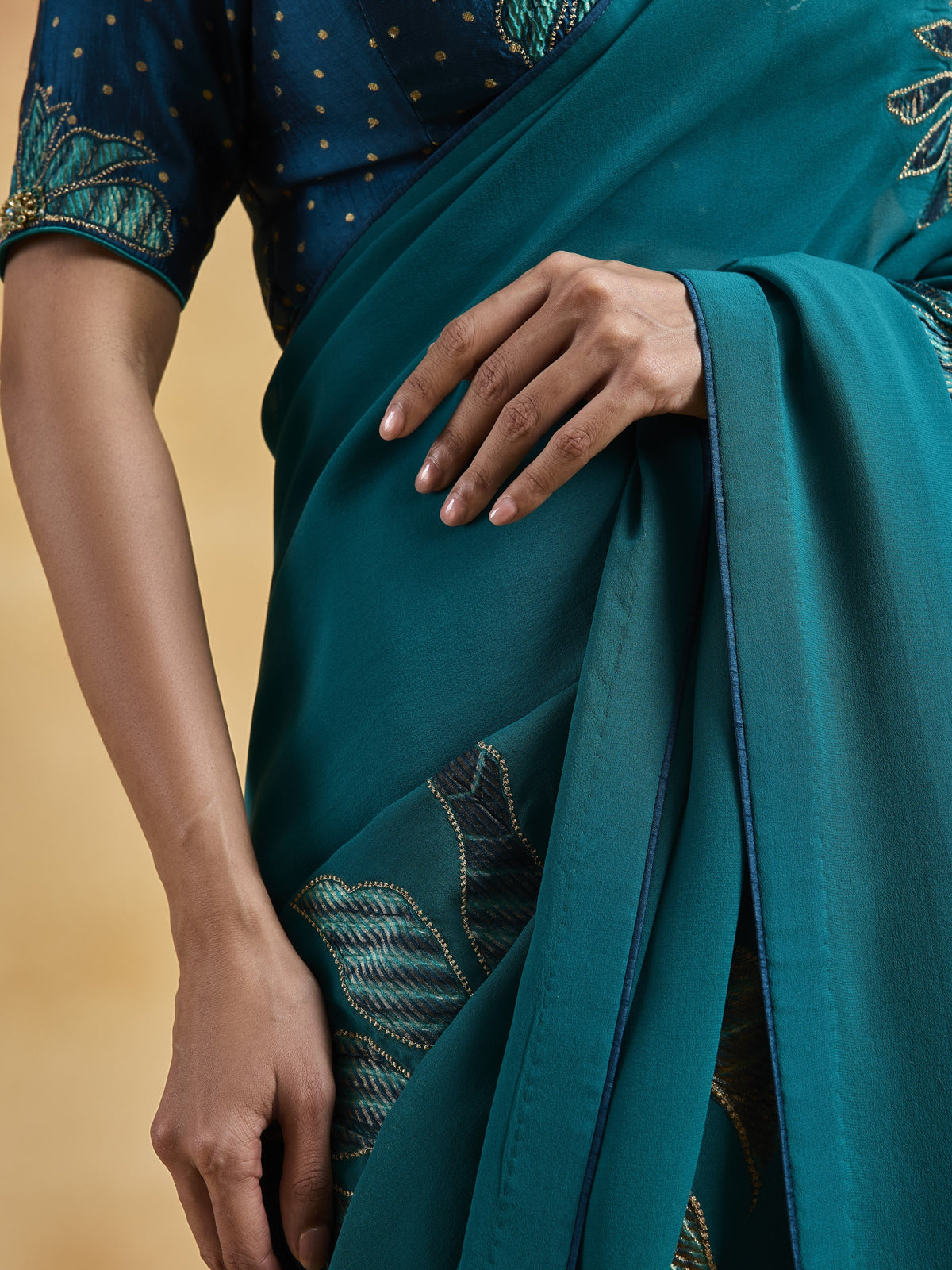 Peacock Blue Saree Set