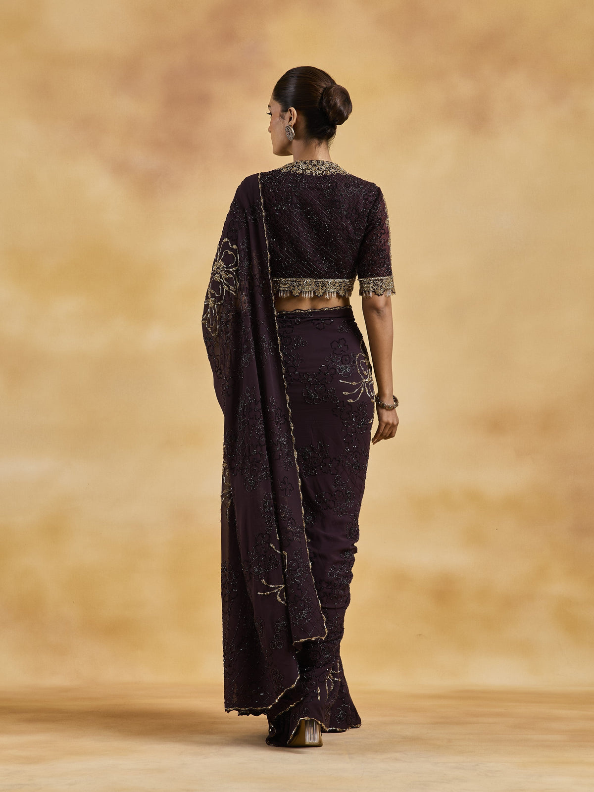 Chocolate Brown Saree Set
