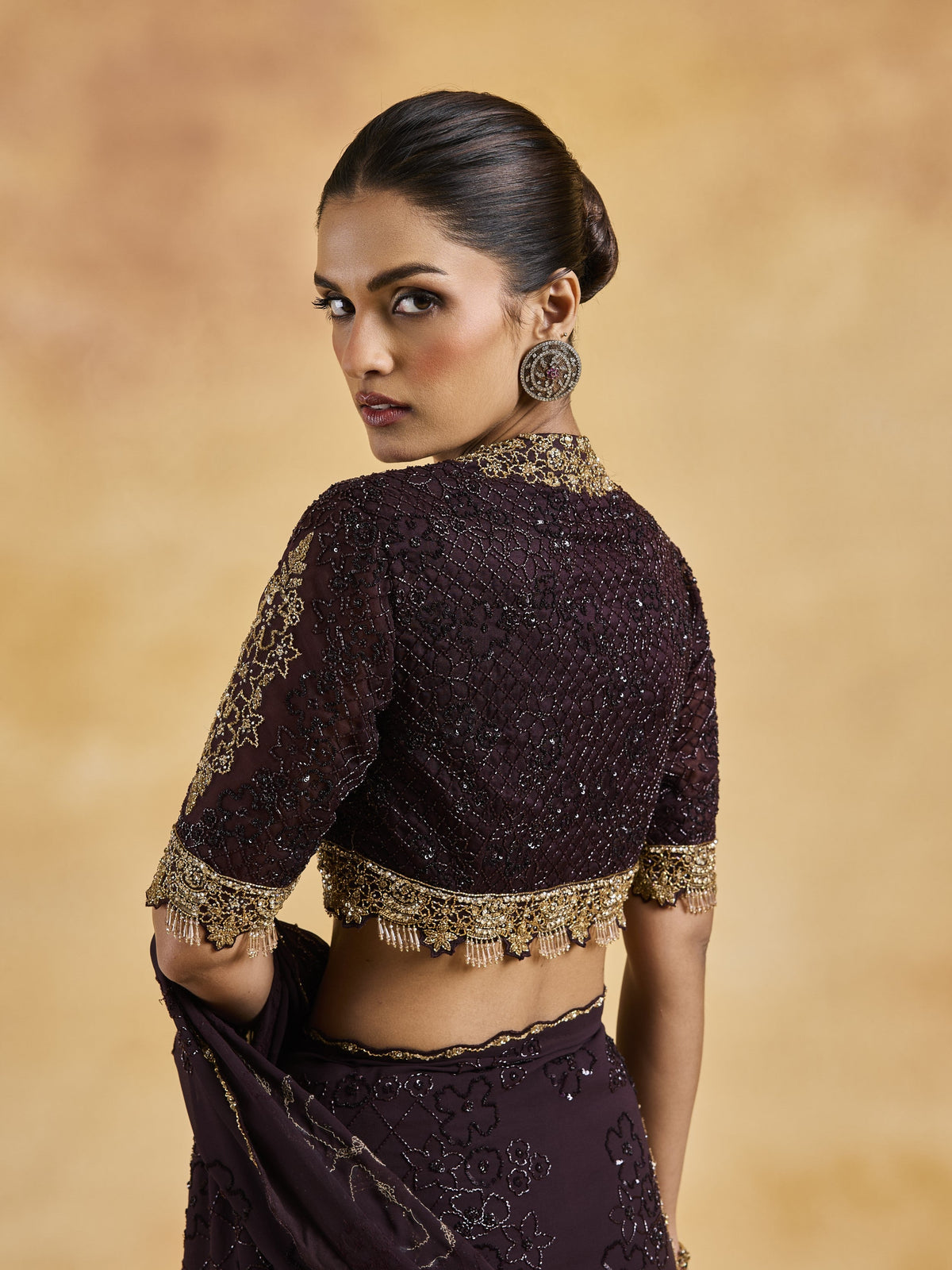 Chocolate Brown Saree Set