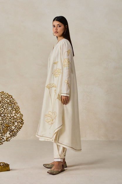 Chanderi Jacket Style Kurta With Pant Set