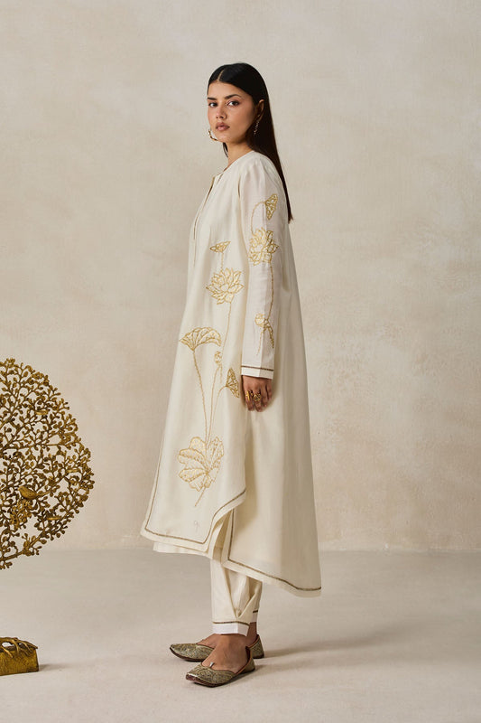 Chanderi Jacket Style Kurta With Pant Set