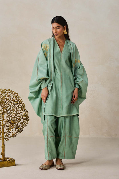 Chanderi Jacket Style Kurta With Salwar Set
